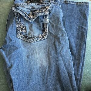 Miss Me Blue Boot Cut Jeans with Embellished Pocket